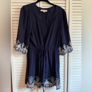 Crescent for Stitch Fix - Navy Blue Top with Embroidery Trim - Size M